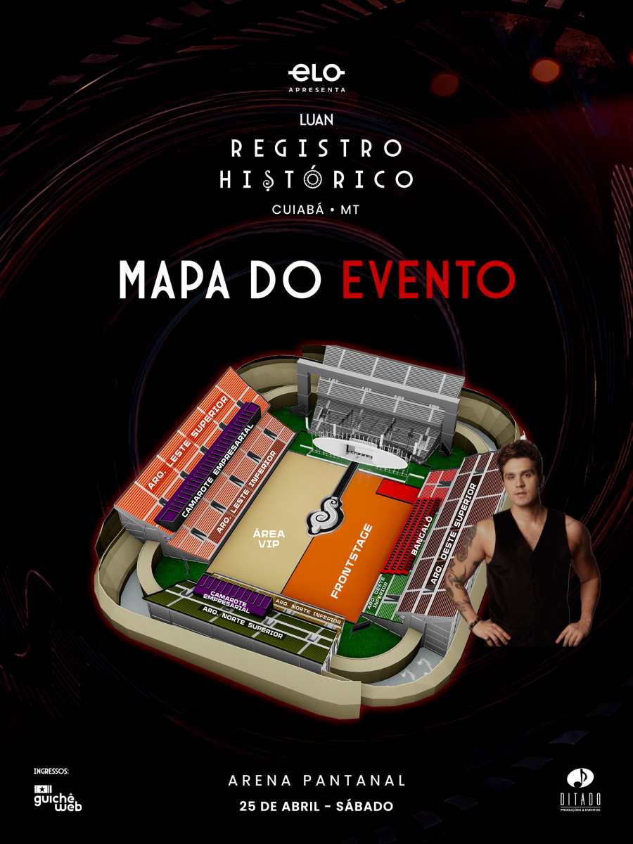Mapa do evento do show de Luan Santana em Cuiabá é divulgado